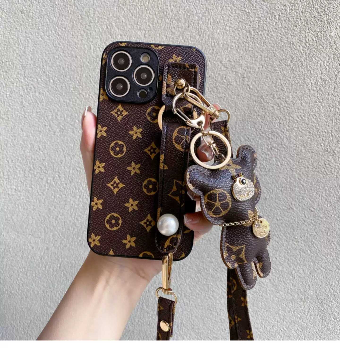Diamond Bear Lanyard Girl Soft Case For iPhone 14 13 11 12 Pro Max Mini 7 8 Plus Xr X Xs Max Se 2020 Leather Phone Cover Fundas Z250819