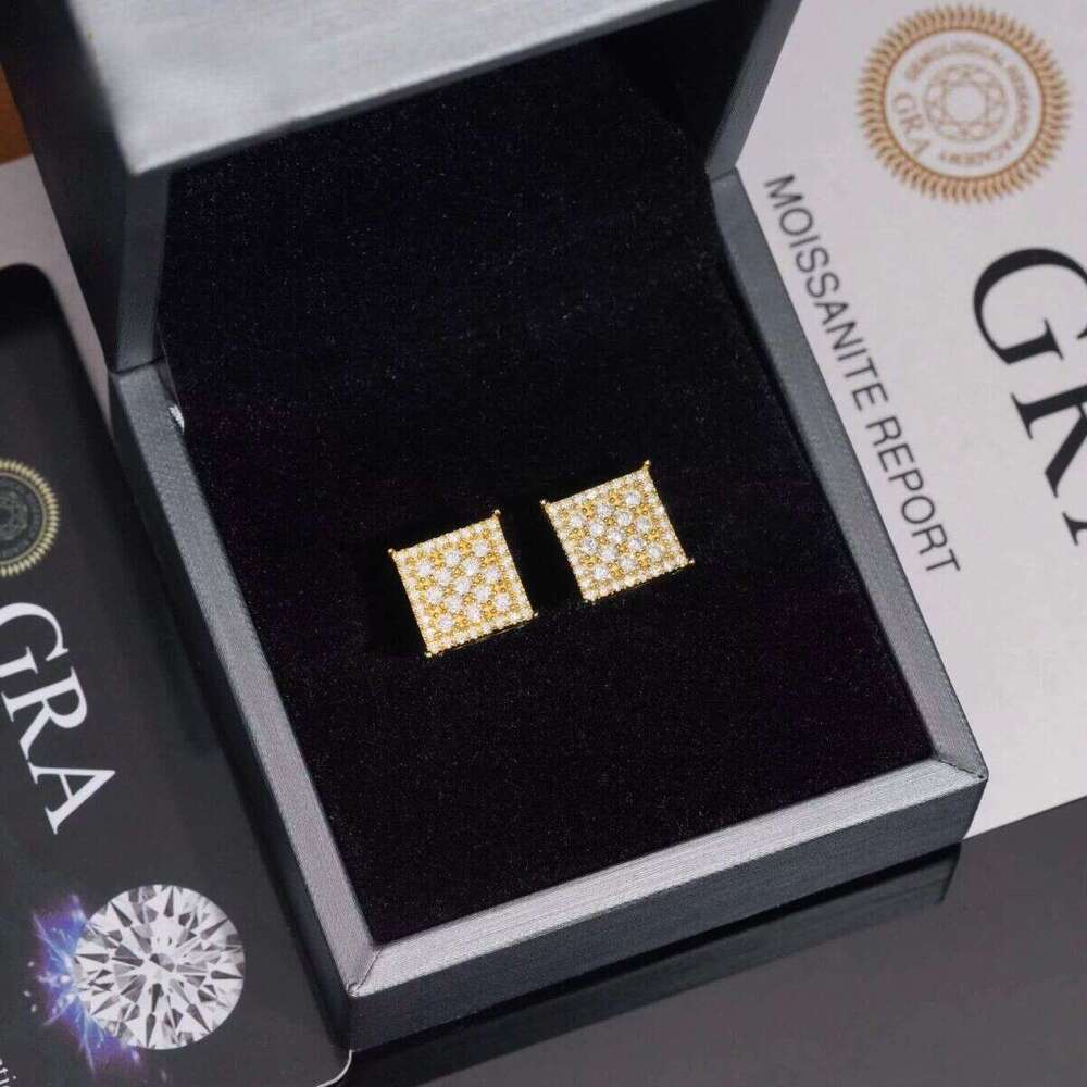 Hotsale Moissanite Dia Square Stud Earrings Fashionable Jewelry Design in Sterling Sier