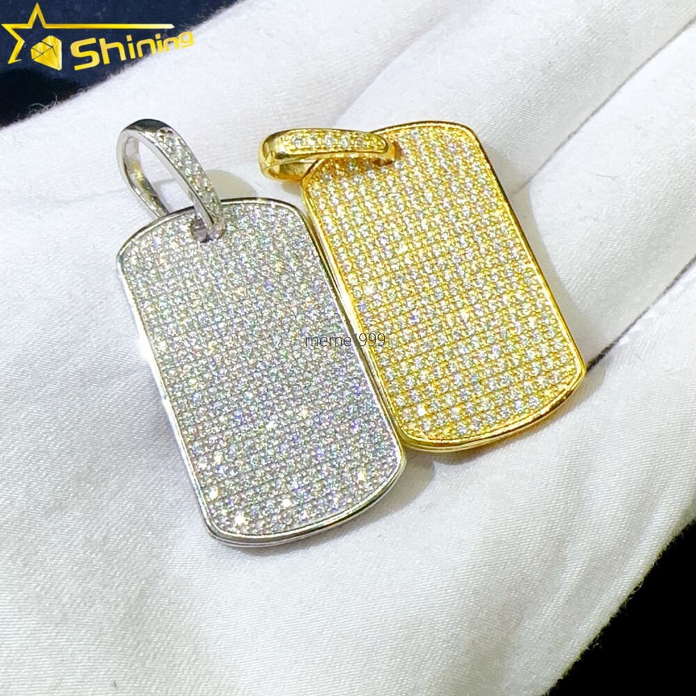 Pass Diamond Tester Iced Out Rapper Jewelry Moissanite Pendant 925 Silver Necklace Pendant Hip Hop Jewelry Dog Tag Pendant