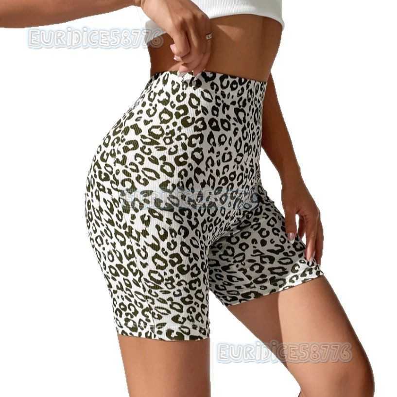 High-waisted Solid Color Leopard Print Fitness High-waisted Slim Yoga Leggings Shorts Five-point Pants H250819