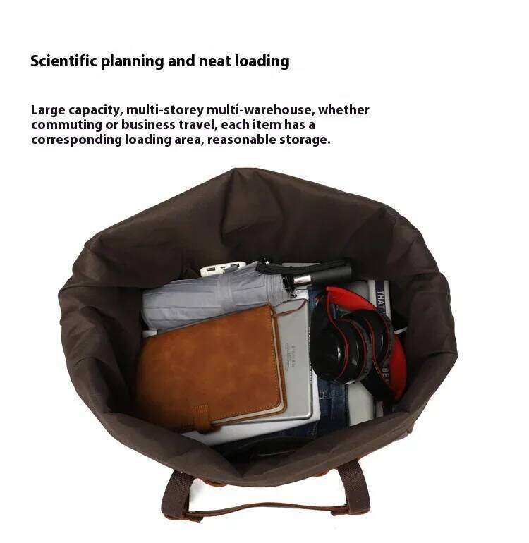 Large Capacity Men's Portable Travel Outdoor Waterproof Lage Oil Wax Canvas With Crazy Horse Cowhide Crossbody Bag