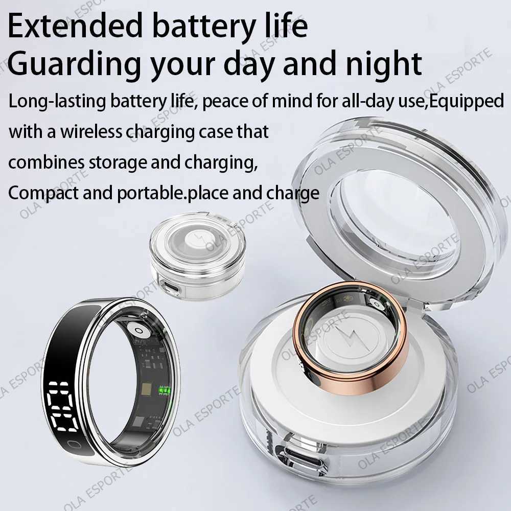 2025 New Smart Ring with Display Screen and Touch Wireless Charging Case Health Manager 5 ATM Waterproof Rings for Men and Women W250819