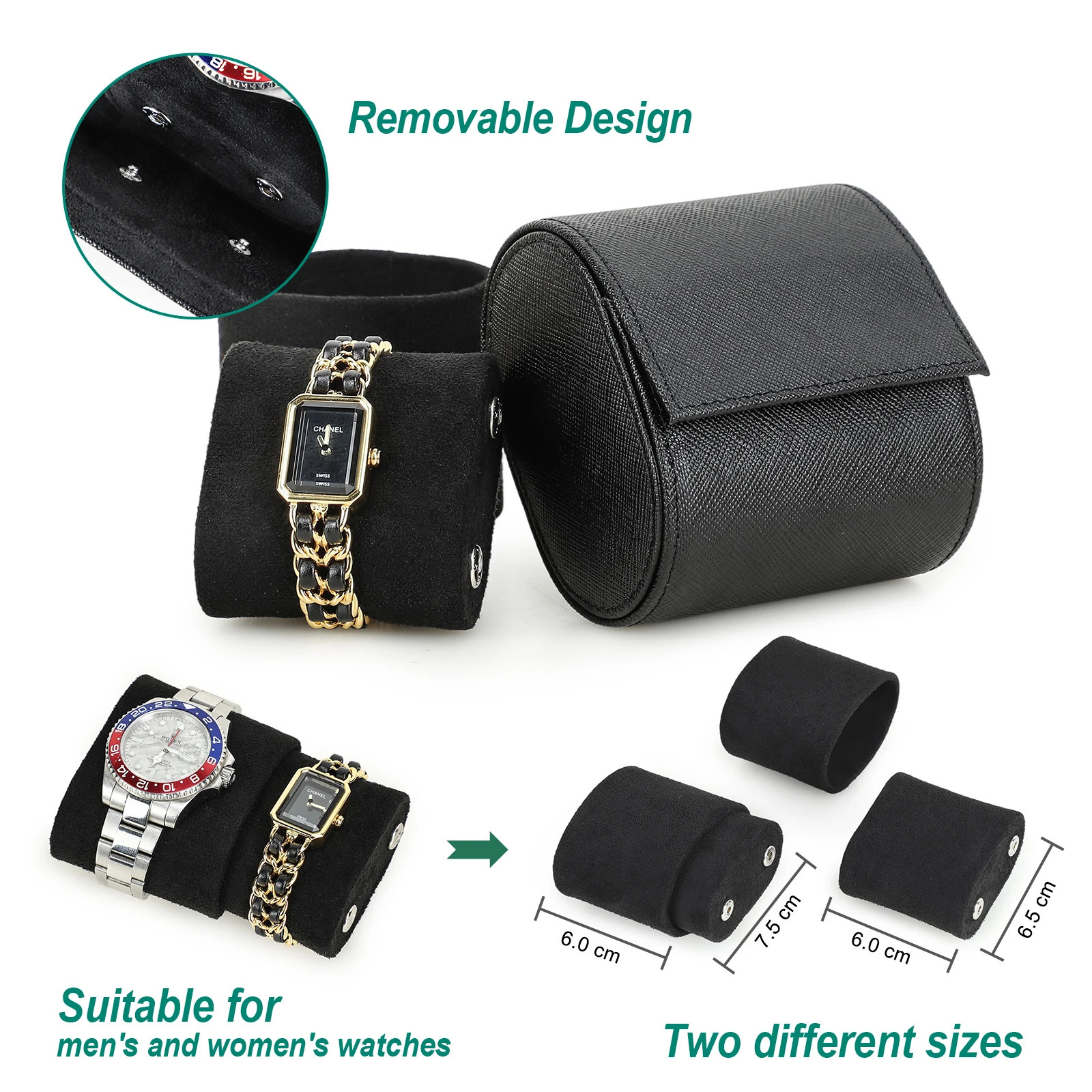 CONTACTS FAMILY Genuine Leather Single Watch Roll Travel Case Portable Watch Storage Organizer Wristwatches Organizer Box 250819