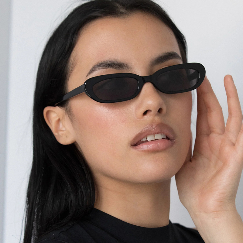 Refined Narrow Frame Cat Eye Sunglasses 2025 New European Minimalist Metal Sunglasses for Women