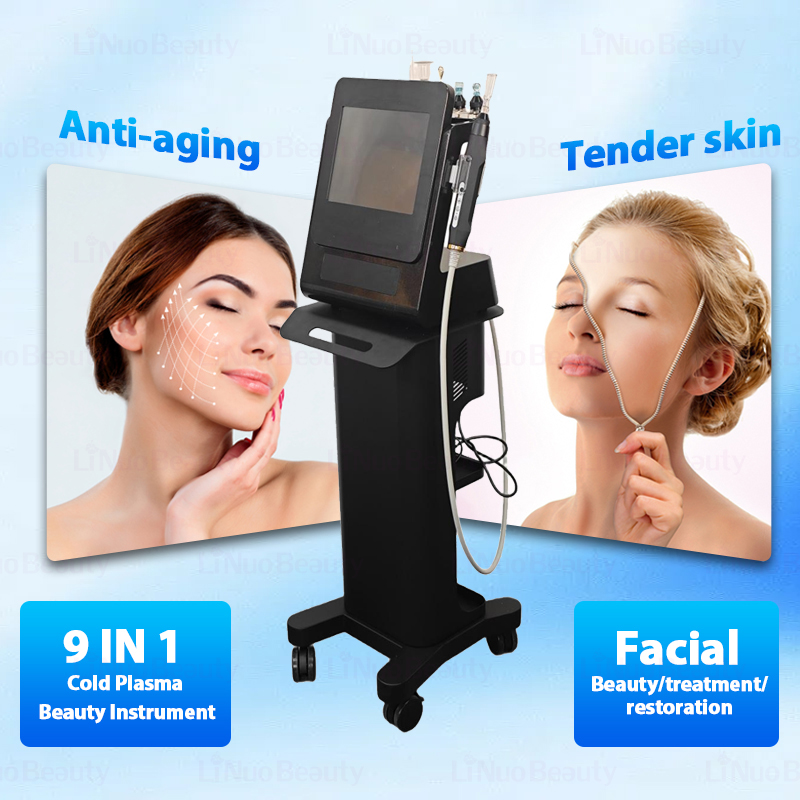 9 in 1 Cold Plasma Machine Ozone Shower Cold Plasma Device for Wrinkle Removal Acne Treatment Hair Regrowth Skin Rejuvenation