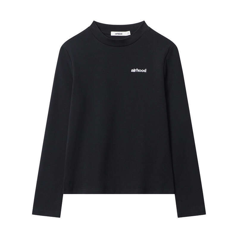 Versatile Harajuku Style Long Sleeve T-Shirt For Women Round Neck Spring And Autumn Embroidered Solid Color Base Shirt Top B3