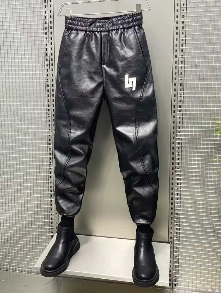 Leather Pants Mens Hip Hop Harem Loose Trousers Fashion Streetwear Harajuku Trousers Luxury Brand High Quality Mens Cargo Pant W250819