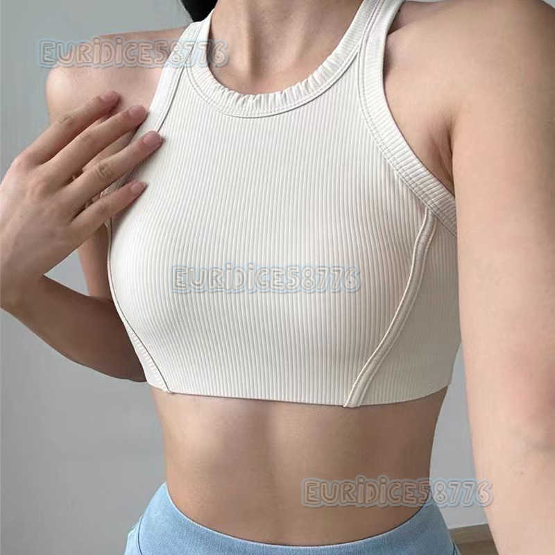 Lu Style Threaded Sports Vest for Women Vest-style Yoga Quick-dry Beautiful Back Fitness Bra Shockproof Running Yoga Wear H250819