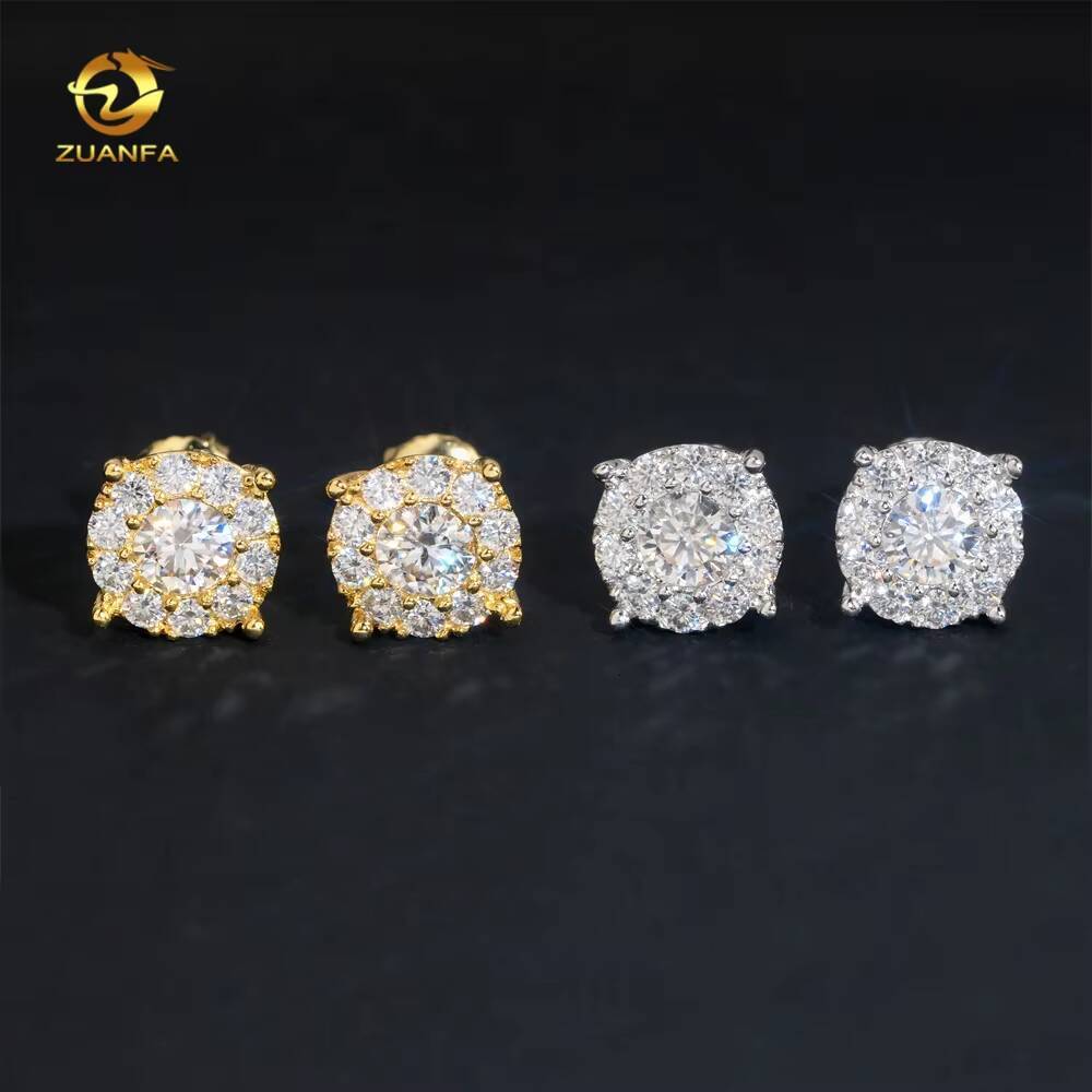 2025 new style Factory Price Wholesale Jewelry Moissanite Diamond 925 Sterling Silver Mens Hip Hop Earrings