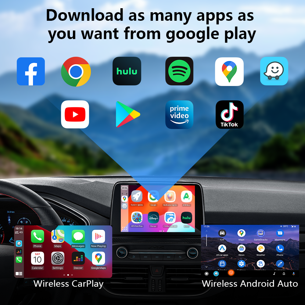 Kowankit Wireless Carplay Android Auto AI Box, Plug & Play Fits Cars, 2in1 Android 13 8+128G Car Play Adapter, QCM6225, No Delay, USB-Powered, Battery