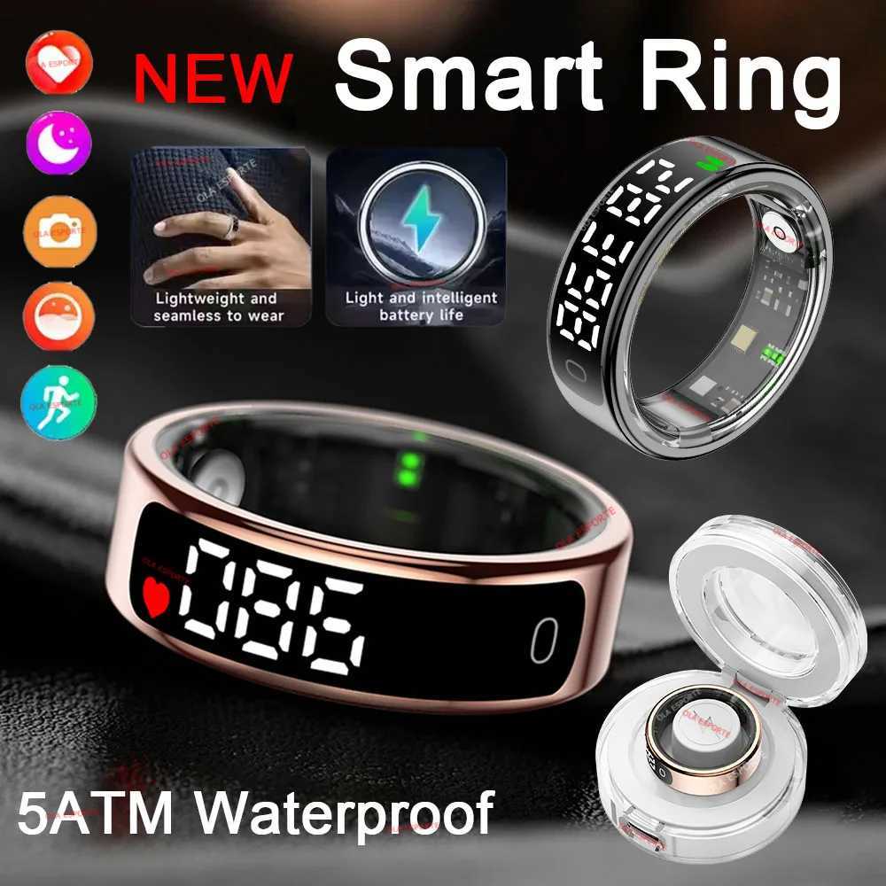 2025 New Smart Ring with Display Screen and Touch Wireless Charging Case Health Manager 5 ATM Waterproof Rings for Men and Women W250819