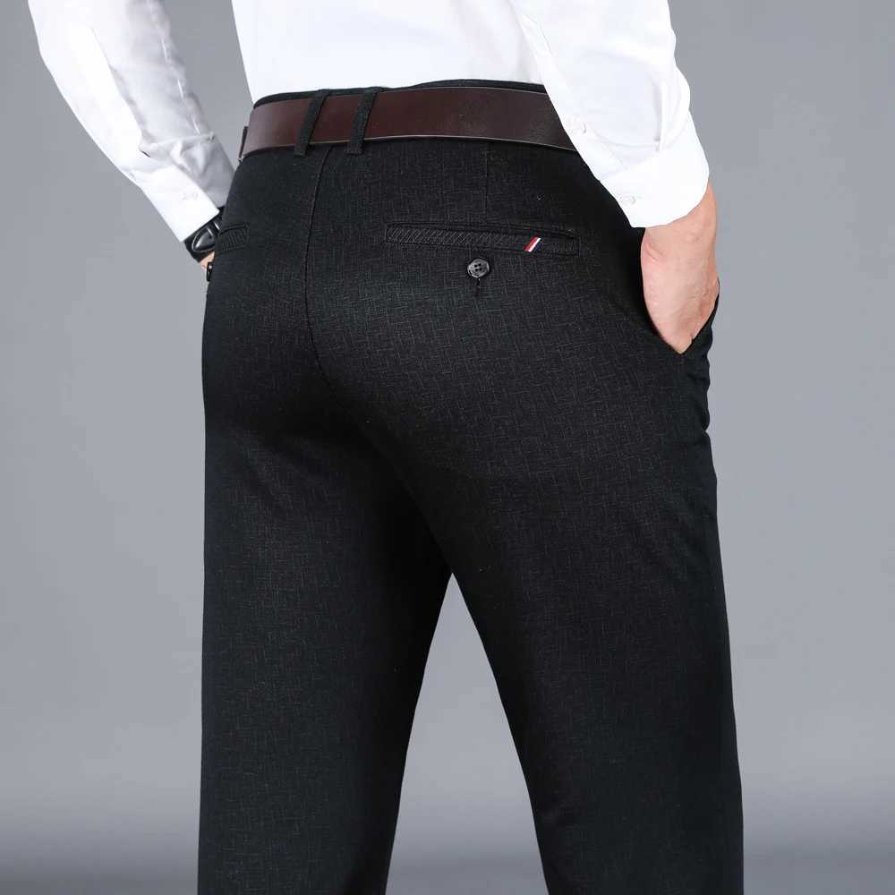 Winter New Mens Warm Casual Pants Business Fashion Fleece Thick Plaid Trousers Office Stretch Pants Male Brand Clothing W250819