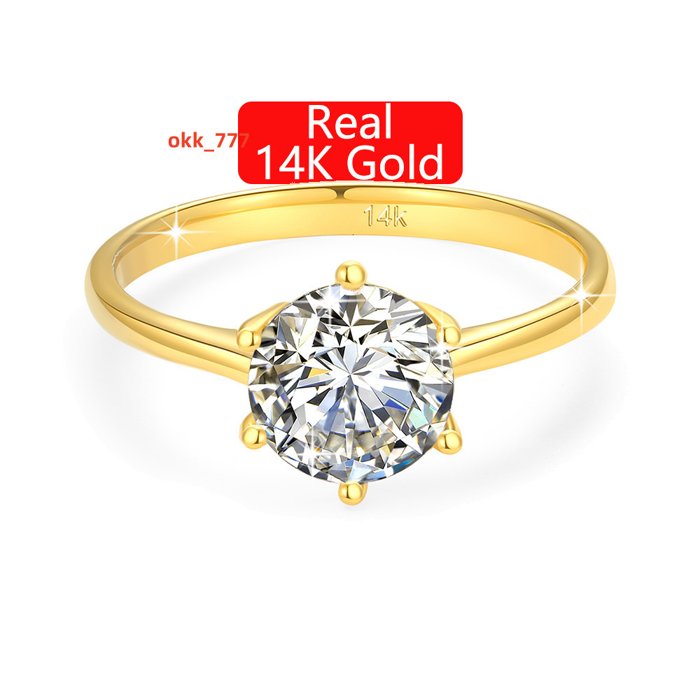 Luxury Gold Jewelry Supplier Woman 1ct 2ct 3ct Moissanite Diamond Hard Hollow 14K Gold Engagement Rings
