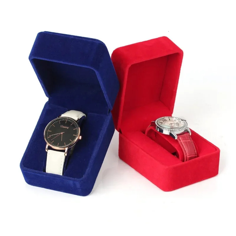 Watch Box Fashion Velvet Round Corner Smartwatch Clock Storage Case Jewelry Accessories Business Packaging Boxes Black Red Blue 250819