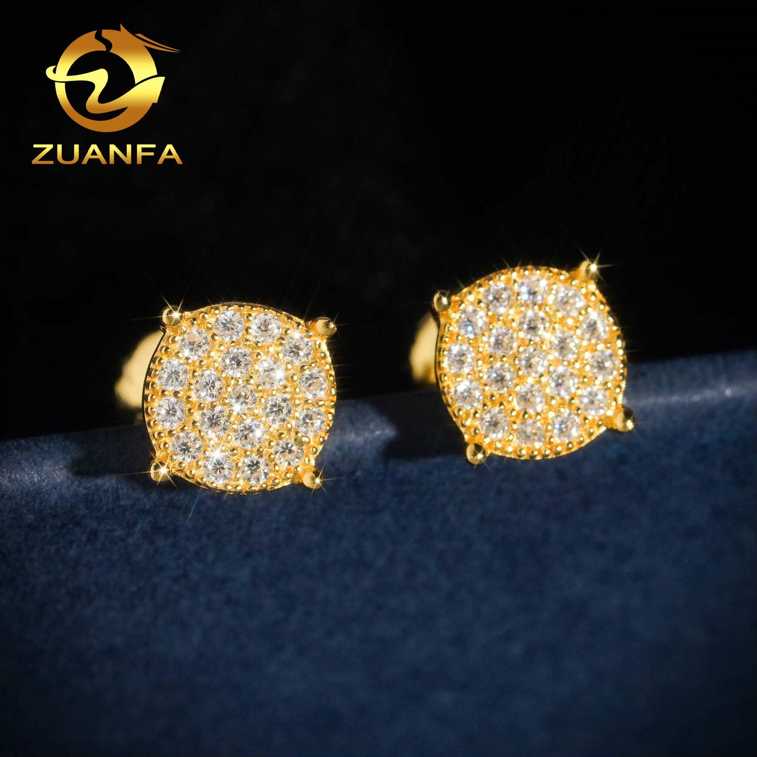 Micro Pave Setting Lab Diamond Sterling Silver White Gold Plated Solitaire Earring Stud Moissanite Earring Studs