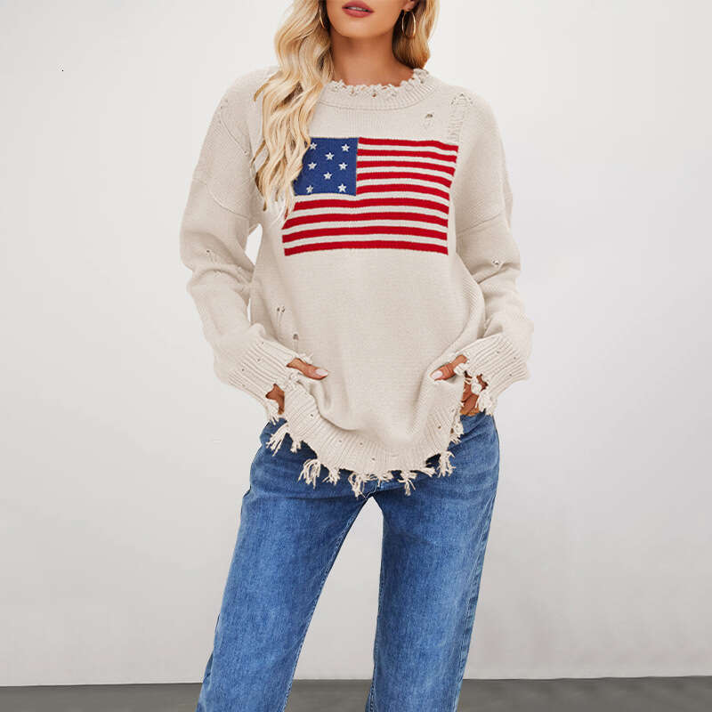 New Temu Round Neck Women's Independence Day Fashion Sweater B5