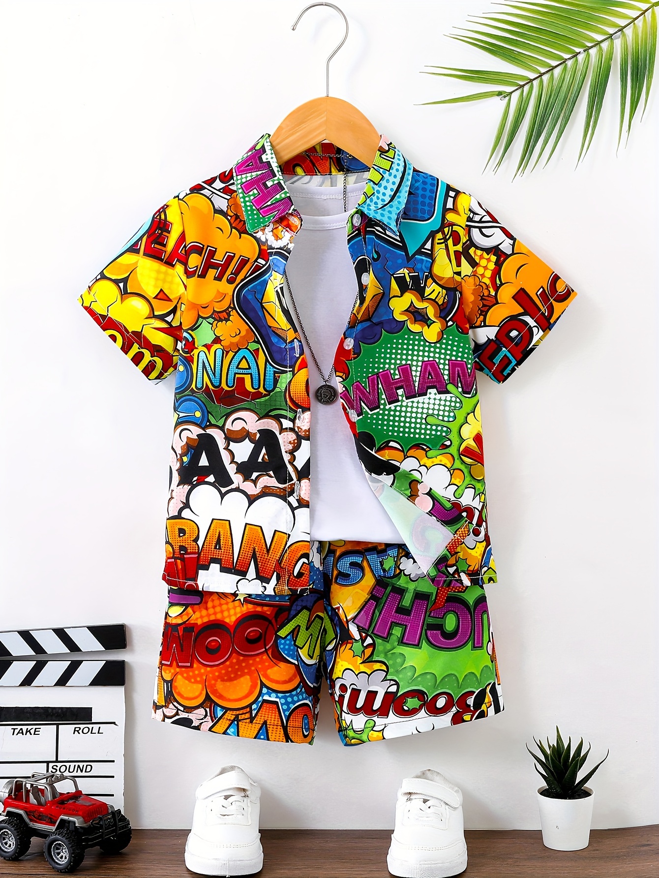 Kids Shirts Boys & Girls Breathable Quick-Dry Printed Pattern Short-Sleeve Shirt Sets