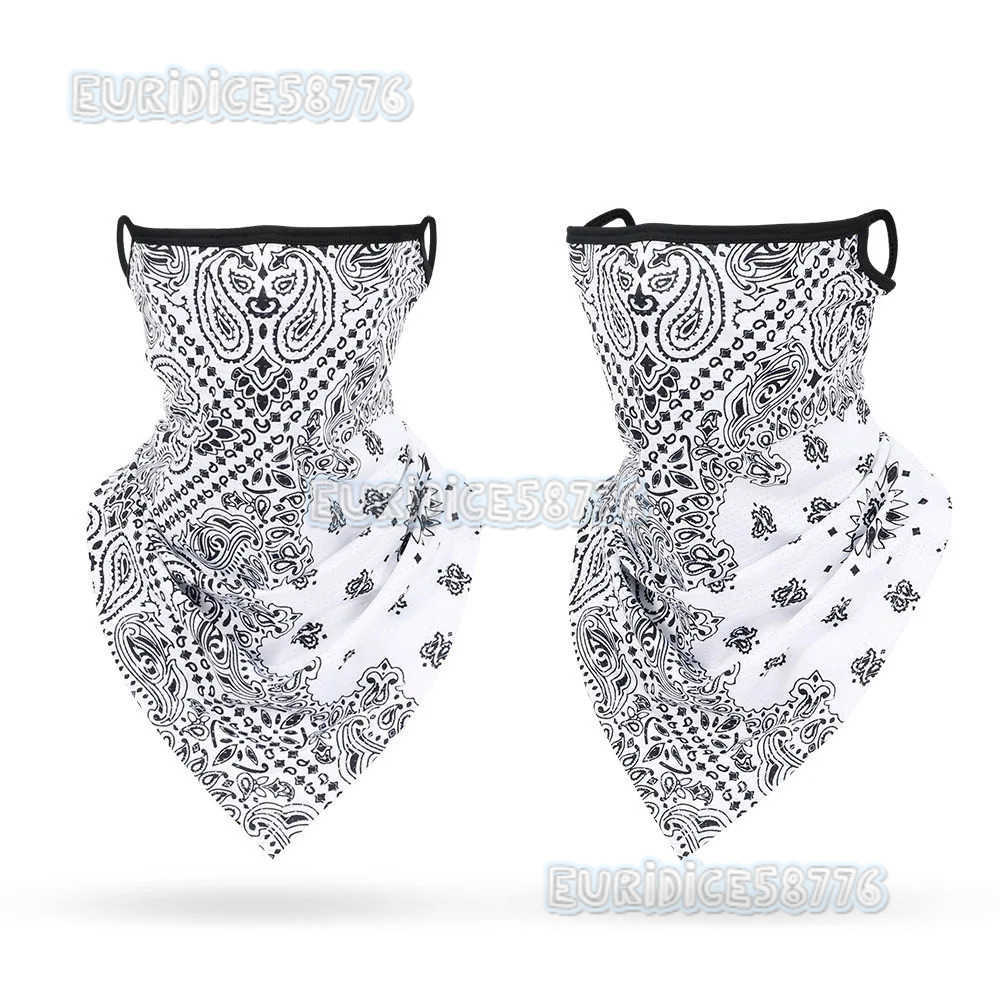 Outdoor Sports Sun Protection Cycling Face Mask Mesh Breathable Cashew Paisley Bandana Black White Face Balaclava Earloops Scarf H250819