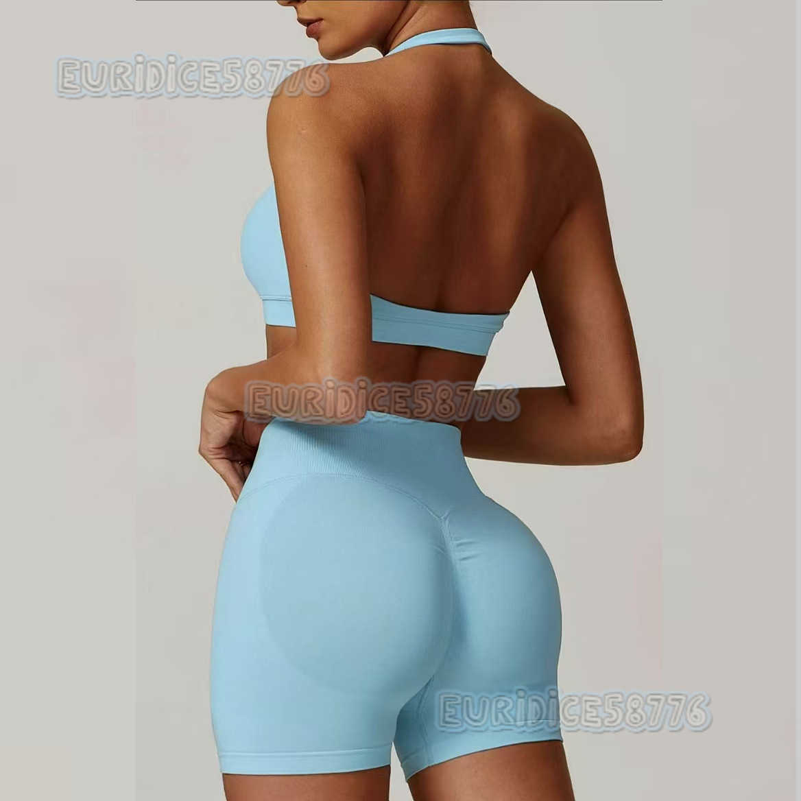 Halter Neck Yoga Set for Women High Waist Yoga Outfit Tight Versatile Fitness Shorts Sports Set H250819