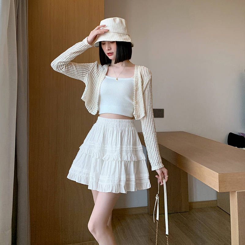 L60140 Women's 2025 Spring Lace Cake Skirt Women's Spring and Summer New Skirt College Style