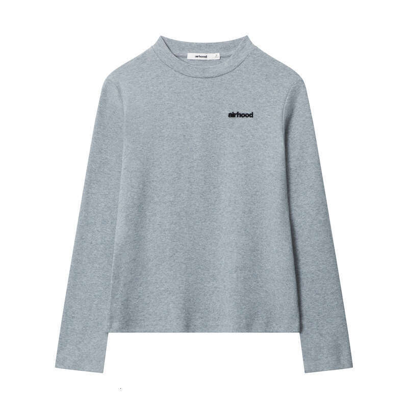 Versatile Harajuku Style Long Sleeve T-Shirt For Women Round Neck Spring And Autumn Embroidered Solid Color Base Shirt Top B3