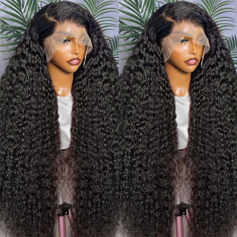 28 Inch Deep Wave Lace Front Wigs Human Hair 180% Density 13x4 Hd Transparent Lace Deep Curly Wigs For Women Pre Plucked with Baby Hair