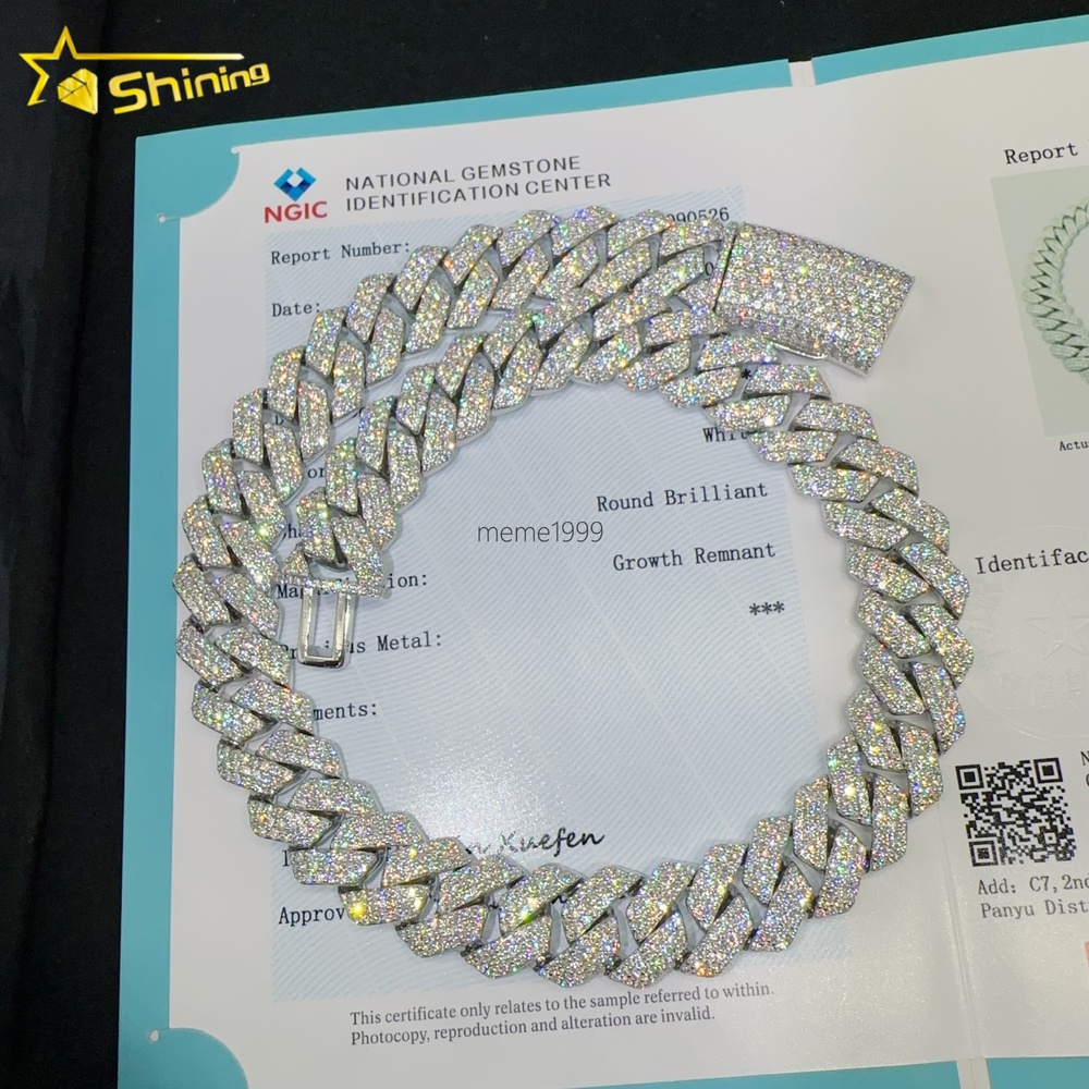 Custom Lab Grown Diamond Bracelet Necklace Mens Jewelry HPHT 20MM Width 925 Silver Iced Out Diamond Hip Hop Cuban Link Chain