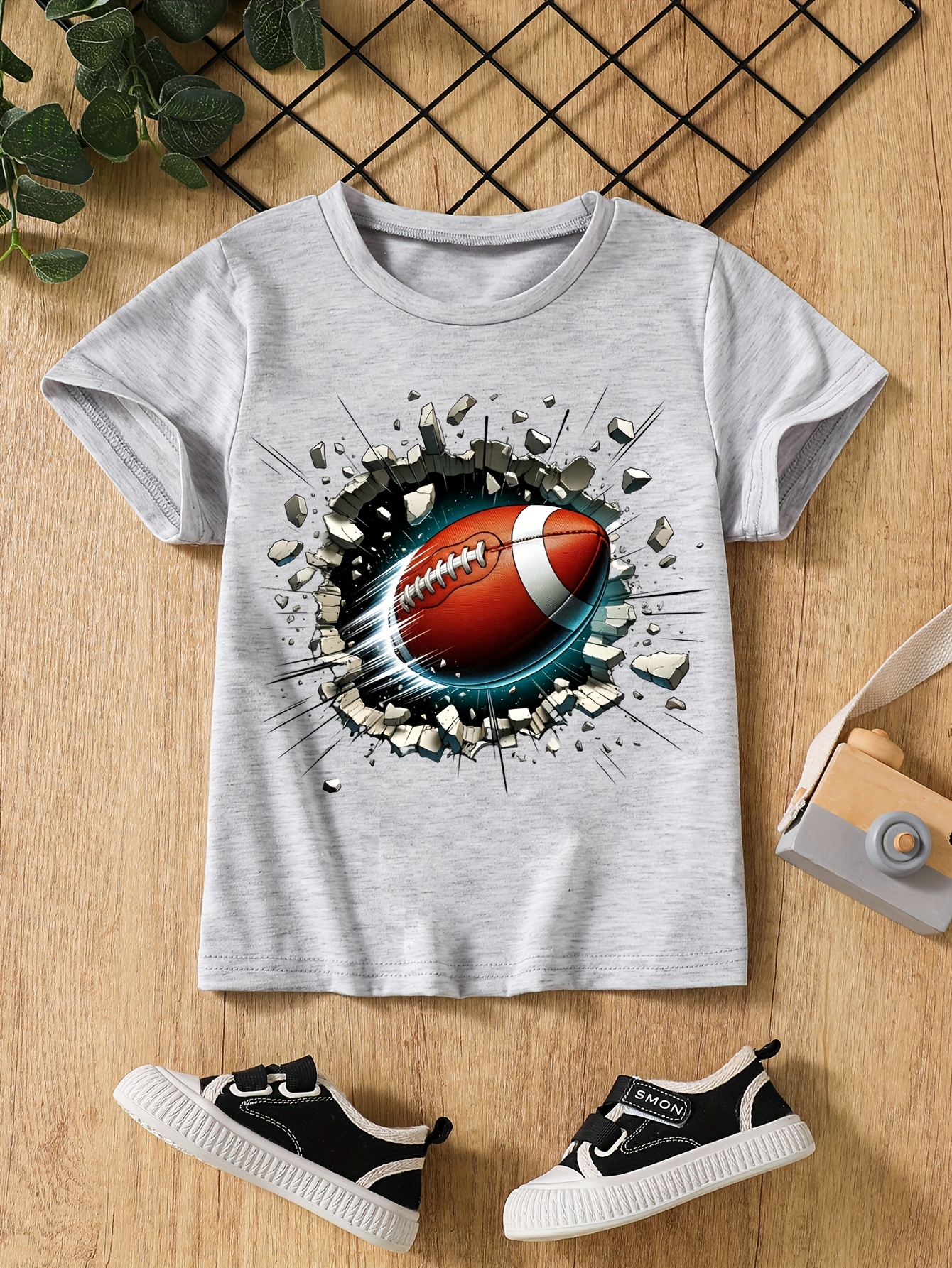 T-shirts Boys' Rugby Print Short-Sleeve Tee Set - Breathable Quick-Drying Fabric