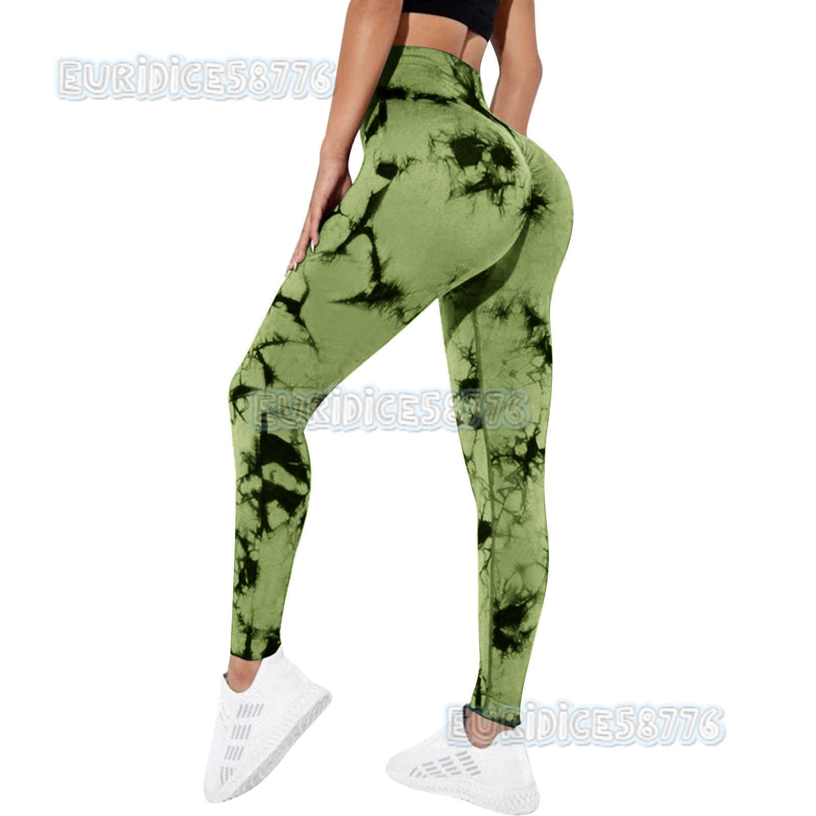 Seamless Peach Yoga Tight Pants for Women Tie-dye Printed High Waist Hip-lifting Sports Running Fitness Pants Elastic H250819