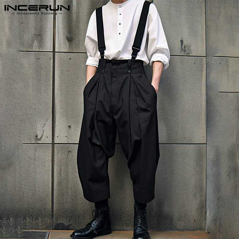 Men Jumpsuits Solid Color Loose Joggers Casual Straps Rompers Men Streetwear 2023 Fashion Leisure Overalls Pants S-5XL W250819