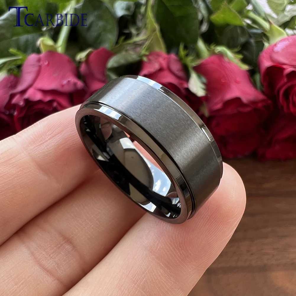 8mm Classic Stainless Steel Ring Engagement Wedding Bands For Men Women Stepped Brushed Fashion Jewelry W250819