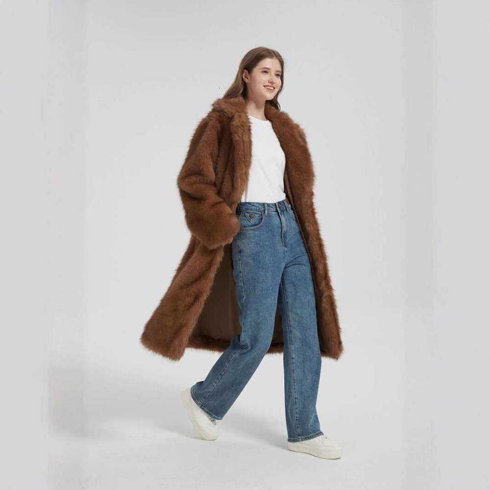 2025 Autumn/Winter Artificial Fur Coat Long Fur Coat Big Collar Plush Fox Fur