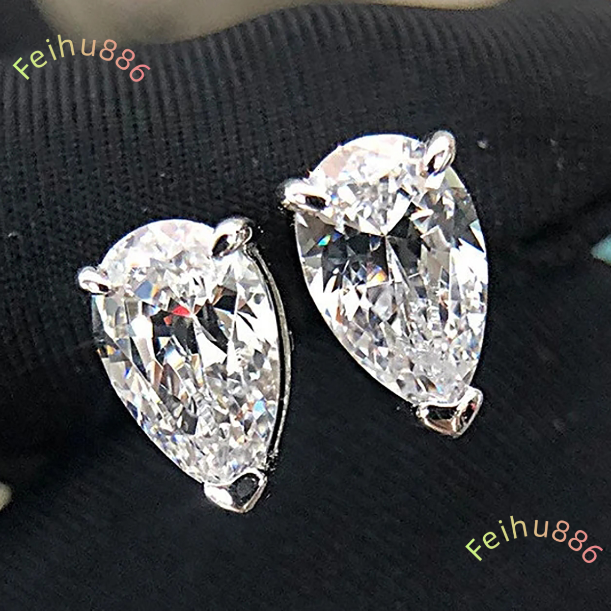 925 silver Hot Sale Exquisite Pear Shaped Bling Crystal Moissanite Earring for Luxury Silver Plated Stud Earrings Women Jewelry