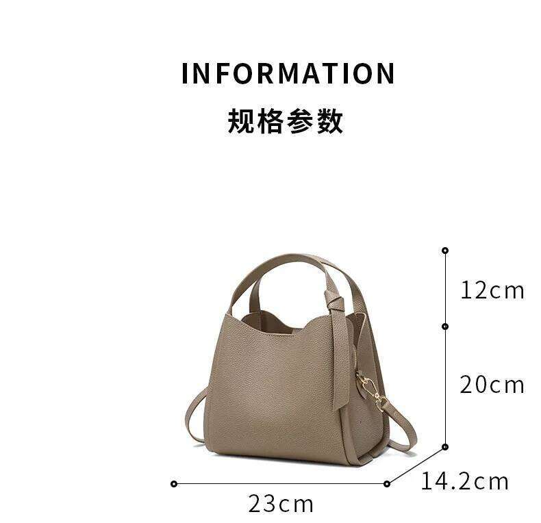 Cowhide Leather Women's Handbag 2025 New Large Capacity Commuting Ladies' Shoulder Tote Crossbody Bucket Bag All-Weather Use