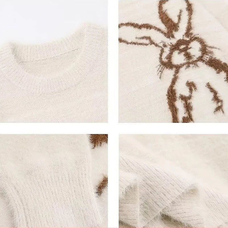 Mohair Funny Rabbit Sweater Men Pullover Knit Soft Comfortable Round Neck Knitted Japanese Y2K Vintage Fluffy Male 250819