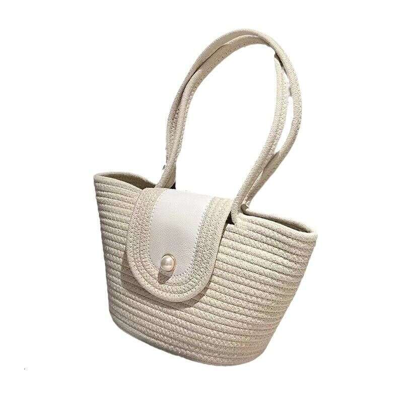 Spring and summer women's grass woven bags, magnetic buckle cotton rope handbags, beach bags