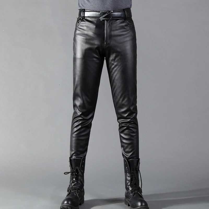 Mens Leather Pants Skinny Fit Elastic Fashion PU Leather Bikers Trousers Nightclub Party Dance Pants Thin W250819