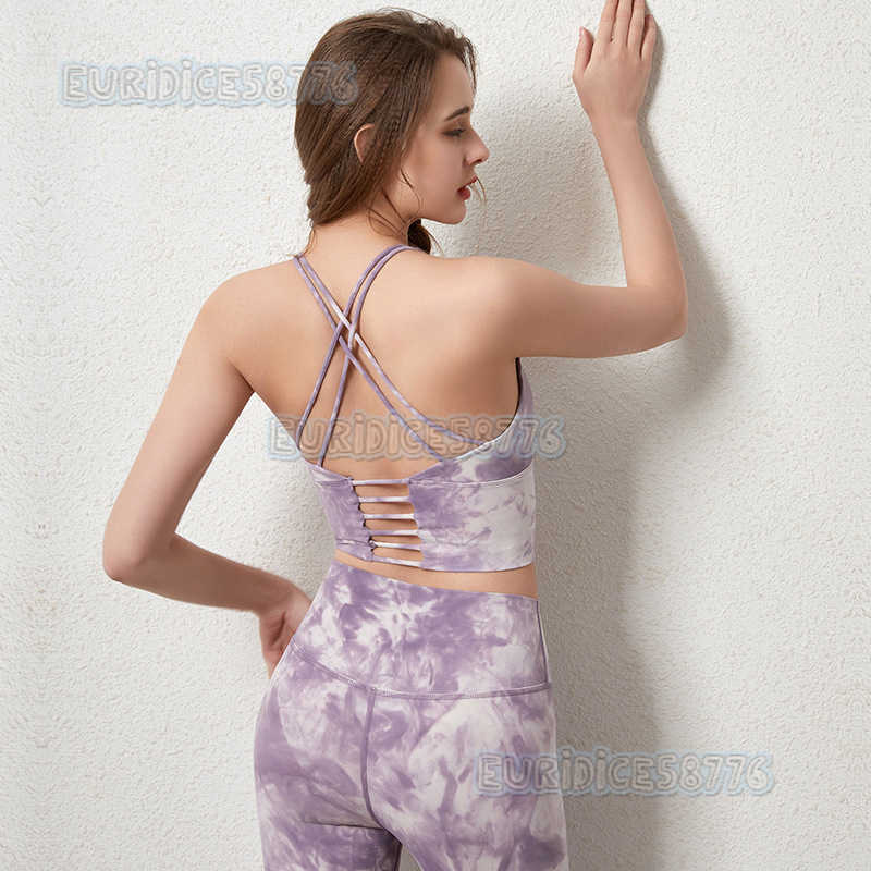 Tie Dyed Professional Sports Underwear Womens Beautiful Back Cross Quick Drying Yoga Vest Shockproof Running Fitness Clothes Bra H250819