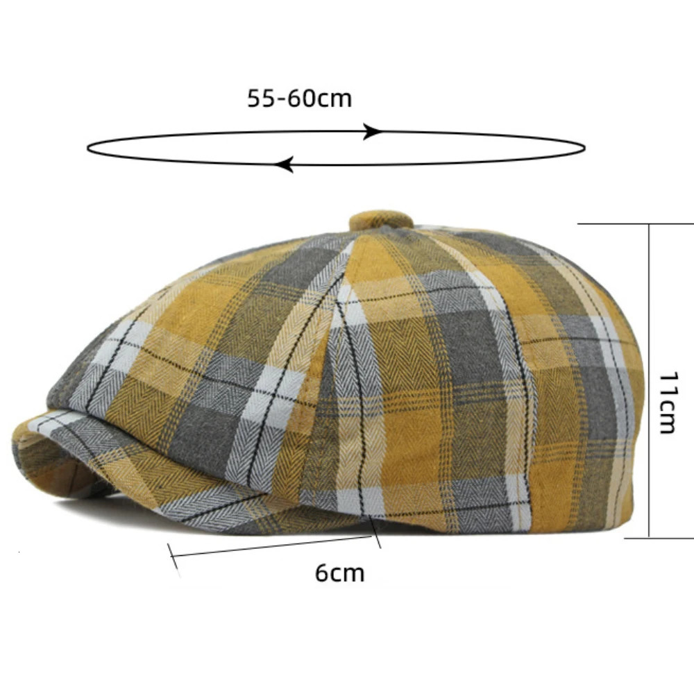HT64 Beret Cap Spring Summer Sun Hat Octagonal Caps for Men Women Plaid Artist Painter Beret Hat Flat Cap Male Female Berets 250814