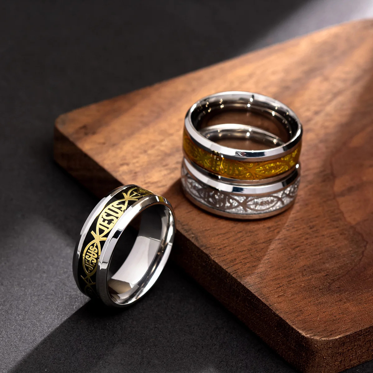 Religious Christian Midi Stainless Steel Jesus Cross Amulet Ring Stainless Steel Rings for Men Women Prayer Jewelry Accessories 250815