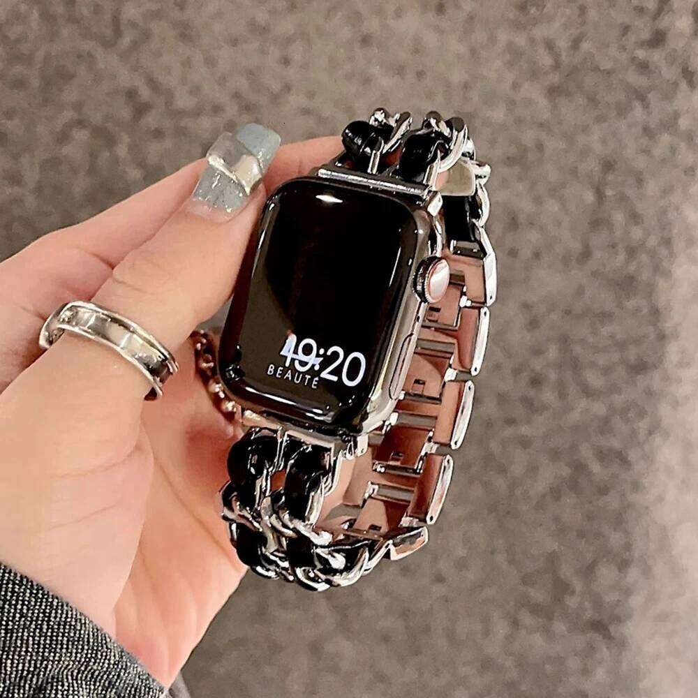 Smart watch Metal Leather Strap For Apple Watch 10 Band 42mm 46mm 41mm 45mm 44mm 40mm Designer Women steel Luxury Bracelet iWatch 9 Ultra 8 7 SE 6 5