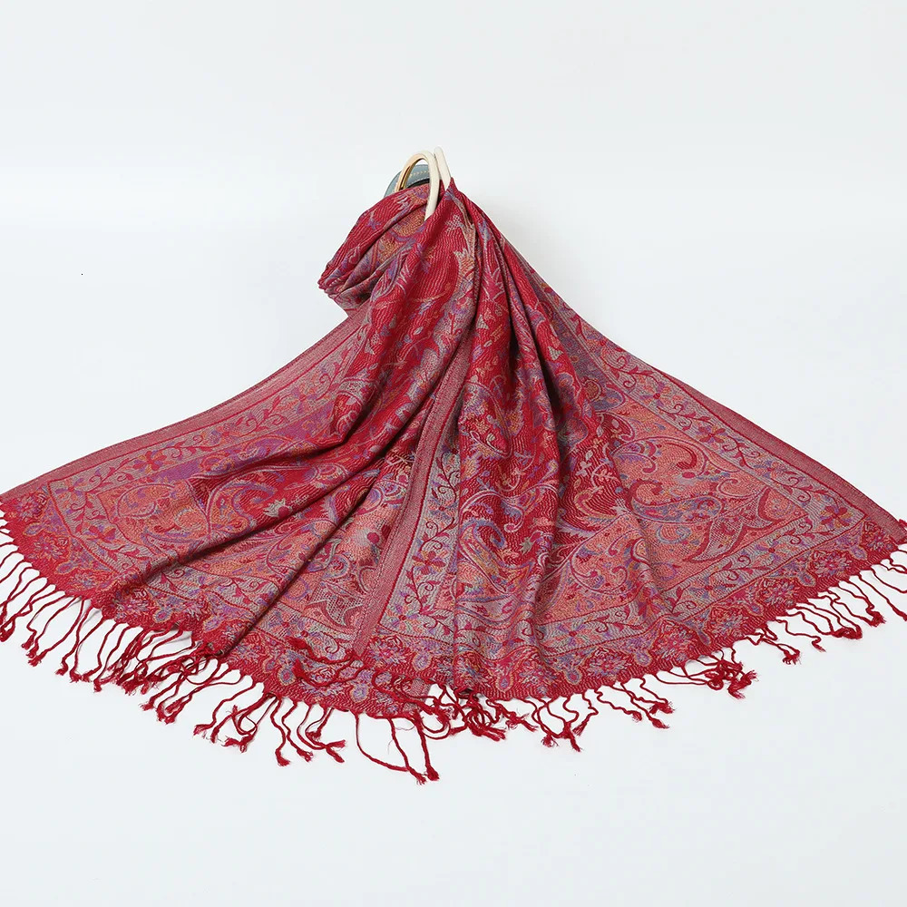 Paisley Pashmina Jacquard Scarf Women Tassel Flowers Borders Female Bohemia Foulard HijabAutumn Winter Warm Wrap Shawl 250818