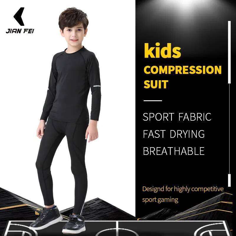 Winter Underwear For Kids Outdoor Running Set Boy Gym Jogging Compression Workout Thermal Tights Child Soccer Kit