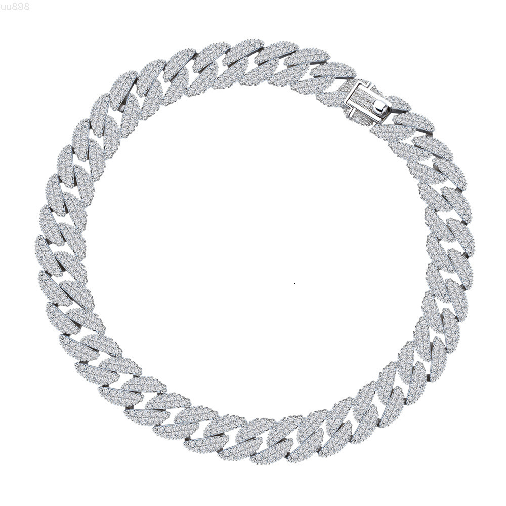 15MM Hip Hop Jewelry Full Pave Diamonds Cuban Link Bracelet S925 Sterling Silver Moissanite Chain