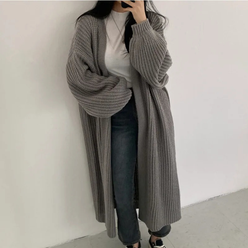 Autumn Winter Fashion Female Vintage Full Sleeve Loose Warm Knitwear Long Sweaters Cardigan Women Casual Sweater Coats Outwear 250819