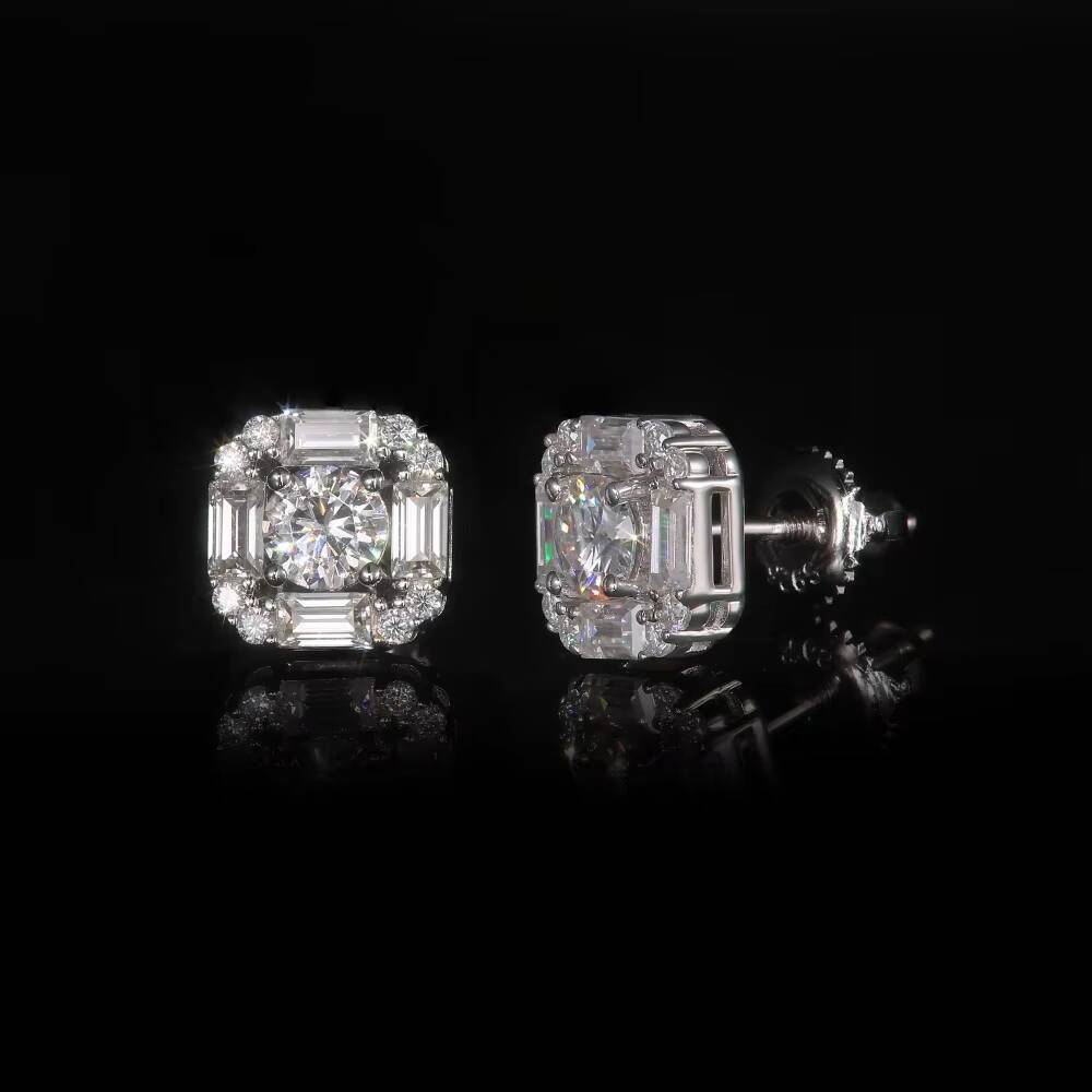 Earrings D Color VVS Moissanite Lab Diamond 925 Sterling Silver Stud Earrings Iced Out Vintage Style for Men Women