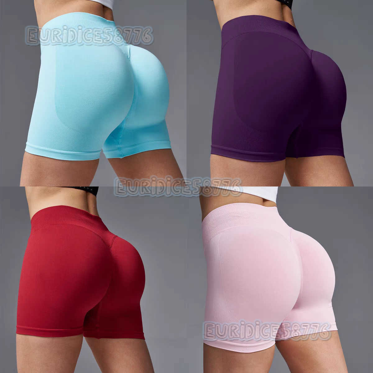 Seamless Three-quarter Sports Fitness Shorts for Women Three-section Waist Hip-lifting Tight-fitting Peach Butt Tummy Control Yoga Shorts for Summer H