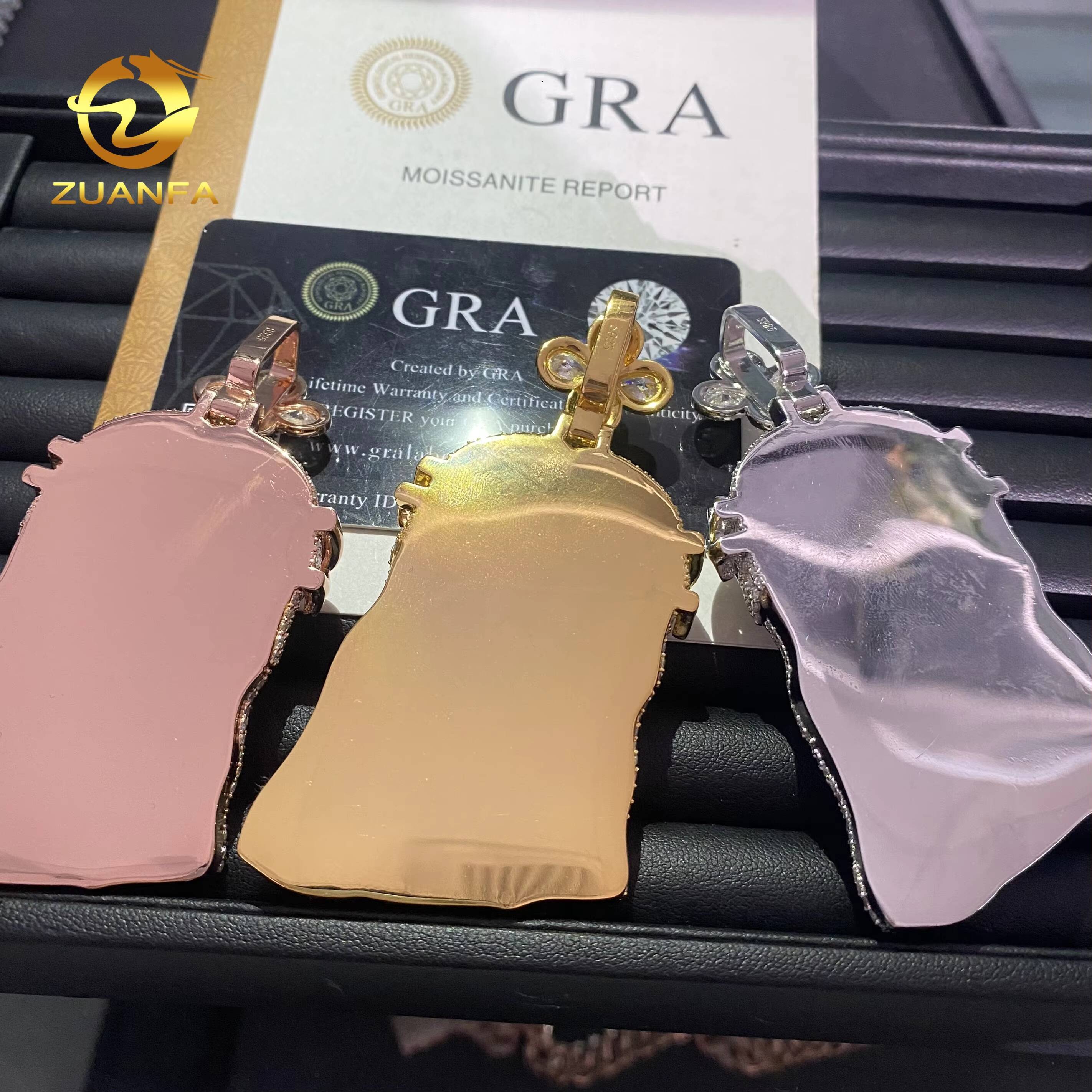 New Design Solid Back Hip Hop Moissanite Jewelry Custom Iced Out Jesus Pendant 925 Silver VVS D Moissanite Diamond Charm Pendant