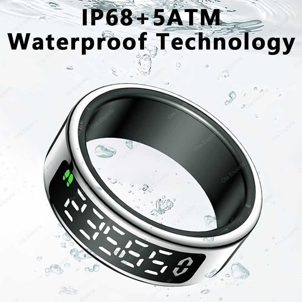 Smart Ring with Wireless Charging for Men Women LED Display Screen Health Sleep Monitor 5ATM Waterproof Multi-sport Mode Rings W250819