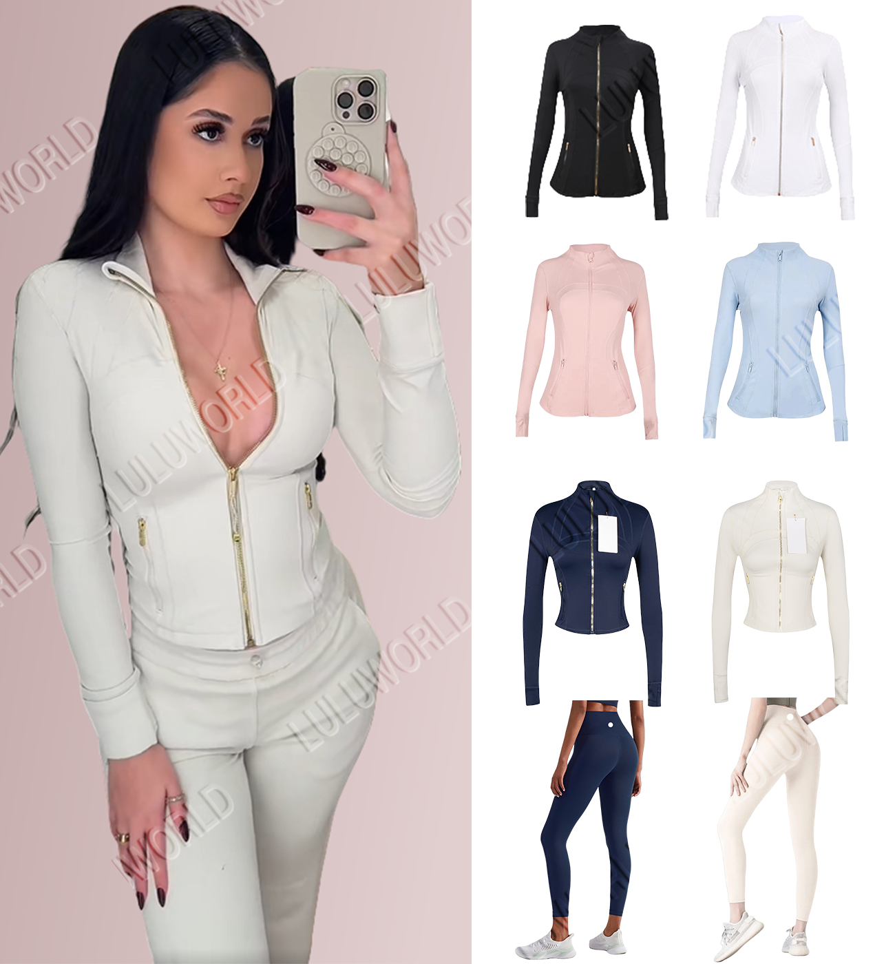 Sexy Fitness Sets Women Yoga Sets Jackets Golden Zipper Regular zipper Leggings Luluness Lemonlies Sets Jackets Running sets